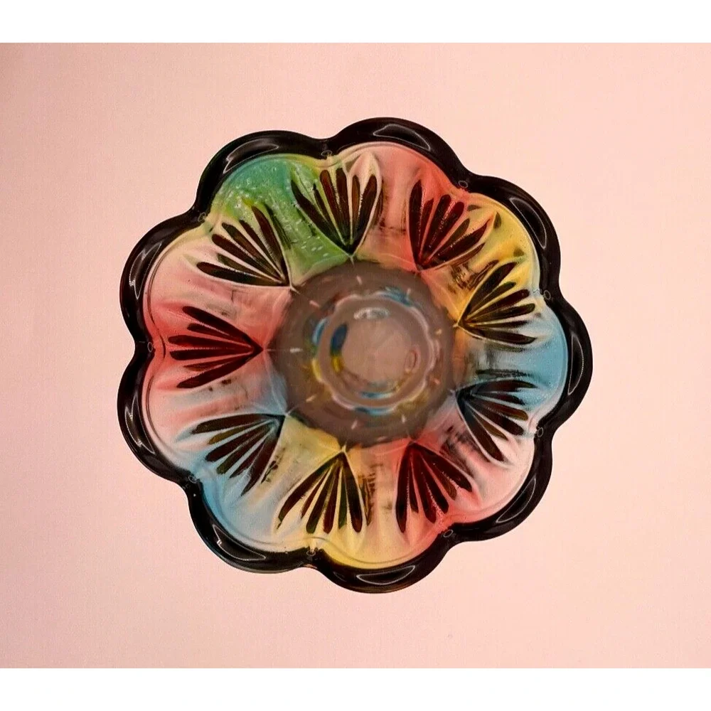 Pre-owned Crystal Glass Colorful Vase Home Decor ONLY